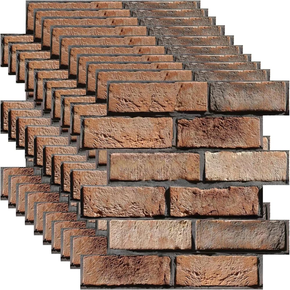 3D Wall Panels Peel and Stick,10 Pack 3D Brick Wallpaper Peel and Stick,Waterproof Wall Panel PVC Stone for Interior Décor,Living Room,Lobby Bedroom Hotel Office